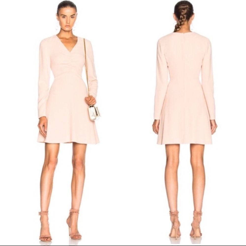 TIBI Cinched V Neck Dress in Blush